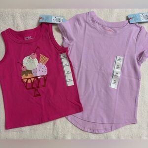 Cat & Jack Kids' Pink Ice Cream Tank Top (2T), and Lavender T Shirt (4T), NWT